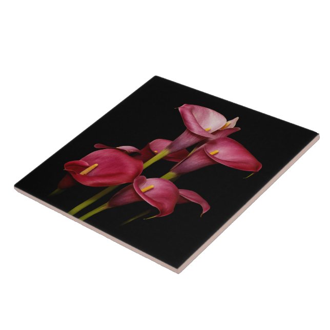 Elegant Purple Calla Lilies Ceramic Tile (Side)