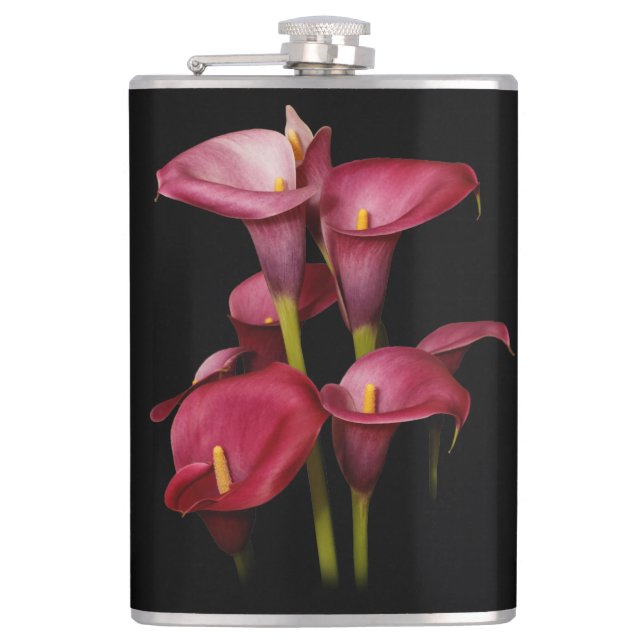 Elegant Purple Calla Lilies Flask (Front)