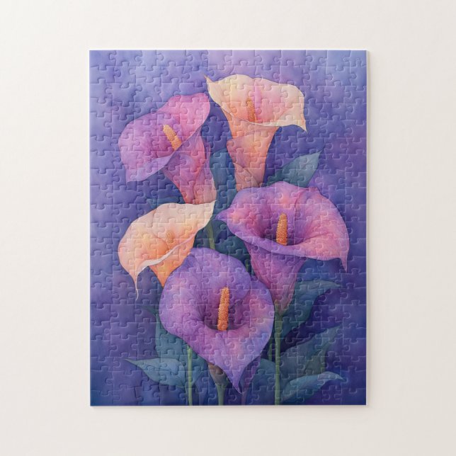 Elegant Purple Calla Lilies Jigsaw Puzzle (Vertical)