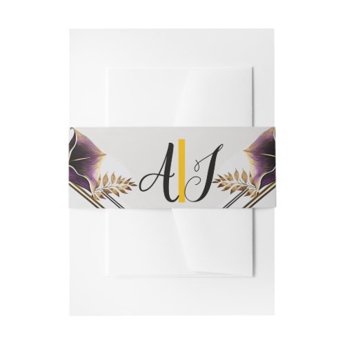 Elegant Purple Calla Lilly Modern  Invitation Belly Band