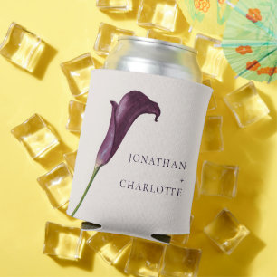 Elegant Purple Calla Lily Flower Wedding Can Cooler