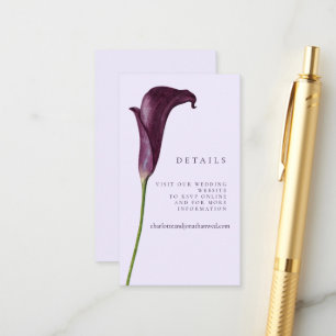 Elegant Purple Calla Lily Flower Wedding Enclosure Card