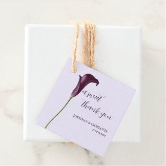 Elegant Purple Calla Lily Flower Wedding Favor Tags