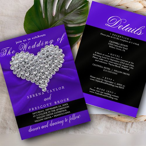 Elegant Purple Calligraphy Beautiful Wedding Invitation