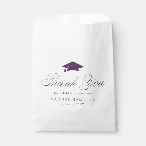 Elegant Purple Calligraphy Graduation Thank You Favor Bag