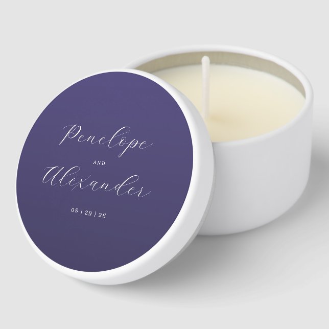 Elegant Purple Calligraphy Mini Candle Favors (Corner)