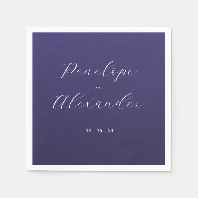 Elegant Purple Calligraphy Napkins (Front)
