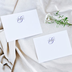 Elegant Purple Calligraphy Split Monogram Note Card