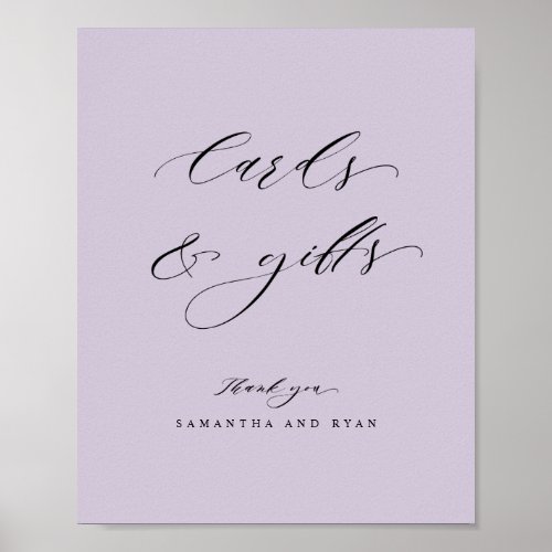 Elegant Purple Cards and Gifts Wedding Sign