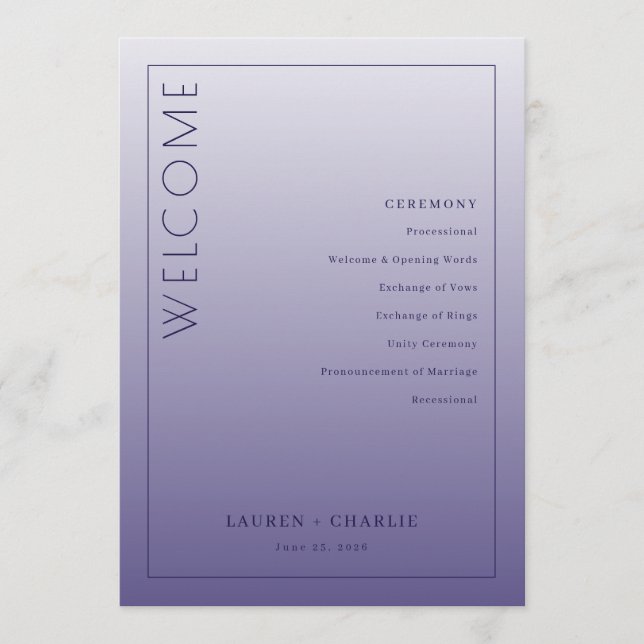 Elegant Purple Ceremony Program (Front)