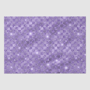 Elegant Purple Checkered Metallic Glitter Pattern Tissue Paper