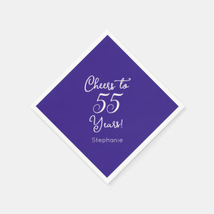 Elegant Purple Cheers to 55 Years 55th Birthday Napkins