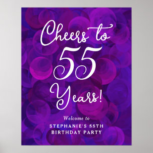 Elegant Purple Cheers to 55 Years 55th Birthday Poster