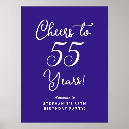 Elegant Purple Cheers to 55 Years Birthday Party Poster