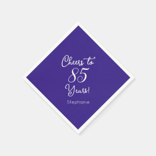 Elegant Purple Cheers to 85 Years 85th Birthday Napkins