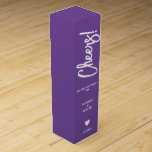 Elegant Purple Cheers Wedding  Wine Box<br><div class="desc">Elegant Purple Wedding Sparkling Wine Box . This Wedding sparkling wine box template combines two size of font for more dynamic look.

 In case you need customization for the design be free to contact me via Zazzle chat.</div>