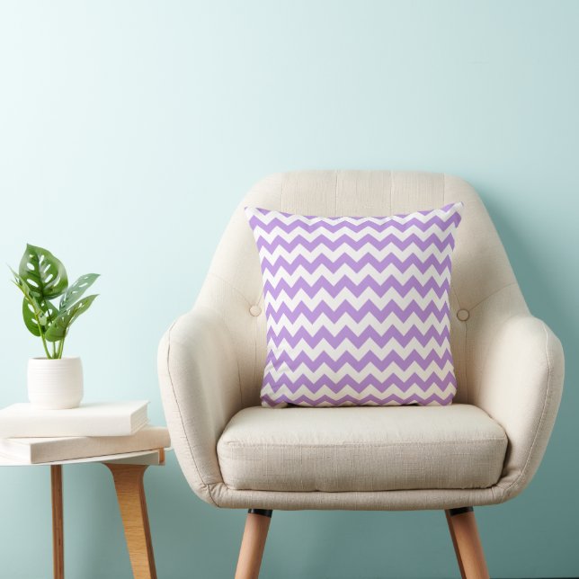 Elegant Purple Chevron Striped Pattern Throw Pillow (Chair)