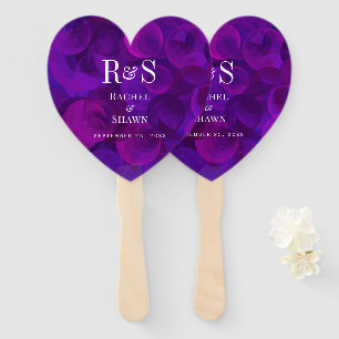 Elegant Purple Chic Modern Monogram Wedding Hand Fan