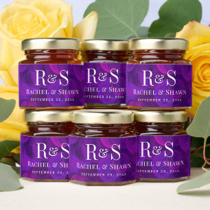 Elegant Purple Chic Modern Monogram Wedding Honey Jar Favors