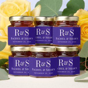 Elegant Purple Chic Modern Monogram Wedding Honey Jar Favors