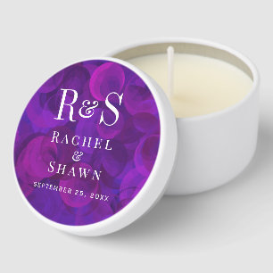 Elegant Purple Chic Modern Monogram Wedding Mini Candle Favors