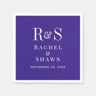 Elegant Purple Chic Modern Monogram Wedding Napkins