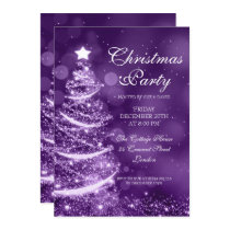 Elegant Purple Christmas Party Sparkle Invitation