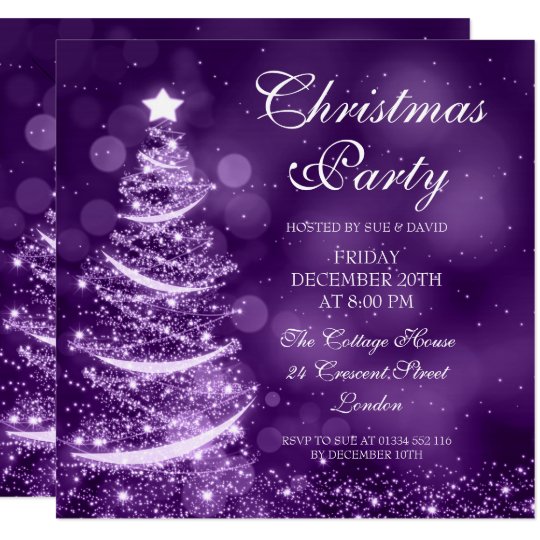 Elegant Purple Christmas Party Sparkle Invitation Zazzle Com