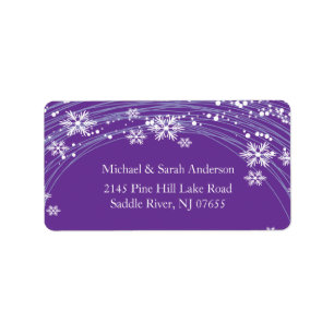 Elegant Purple Christmas Snowflakes Address Label