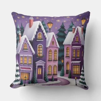 Elegant Purple Christmas Throw Pillow