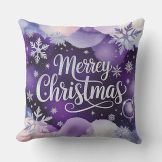 Elegant Purple Christmas Throw Pillow