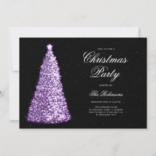 Elegant Purple Christmas Tree Invite Program Menu