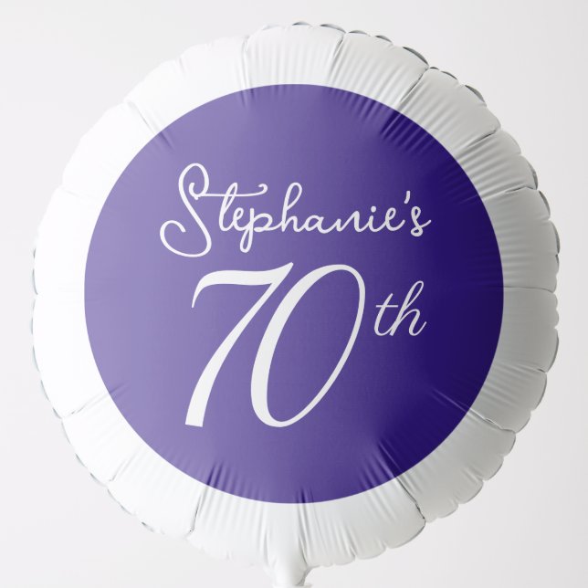 Elegant Purple Circle Monogram 70th Birthday Balloon (Front)