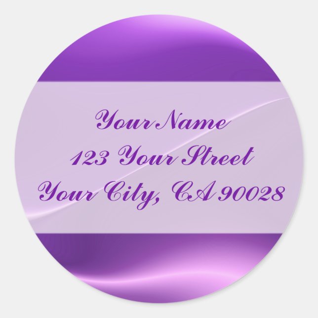 elegant purple classic round sticker (Front)