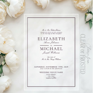 Elegant Purple Classic Script Wedding Acrylic Invitations