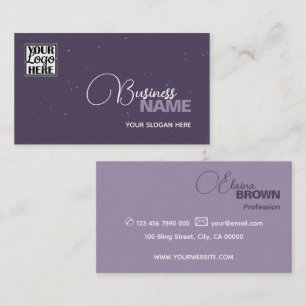 Elegant Purple Classic Simple with Logo Modern Business Card
