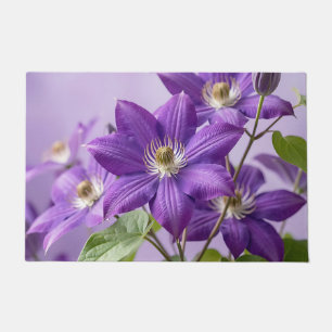 Elegant Purple Clematis Floral Bloom Doormat