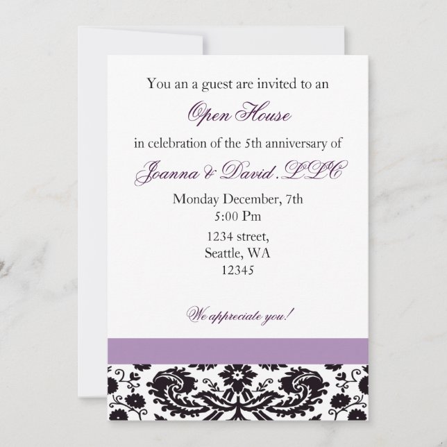 Elegant purple Corporate party Invitation (Front)