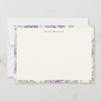 Elegant Purple Cosmos Floral Personalized Notecard