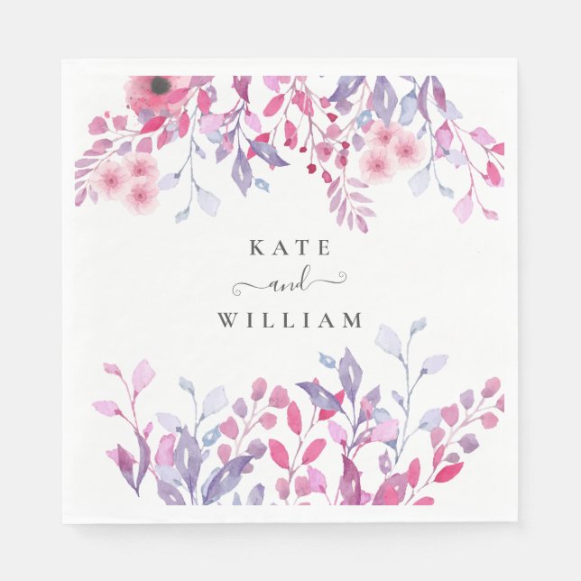 Elegant Purple Country Wildflowers Floral Napkins (Front)