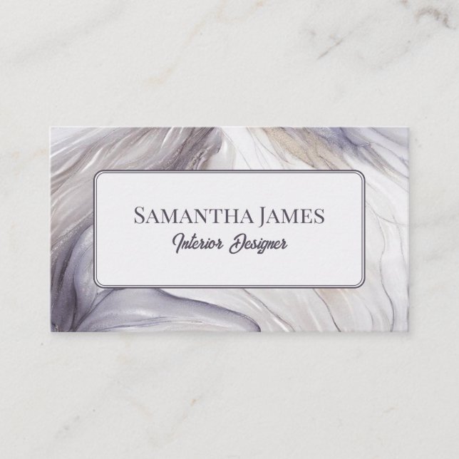 Elegant Purple Cream Flower with Gold Business Card (Front)