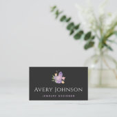 Elegant Purple Crystals Magic Stone Jewelry Design Business Card (Standing Front)