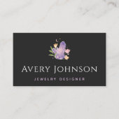Elegant Purple Crystals Magic Stone Jewelry Design Business Card (Front)