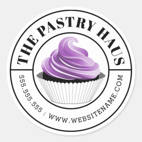 Elegant Purple Cupcake Curved Text Box Seals