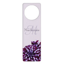 Elegant purple dahlia flowers monogram custom name door hanger Elegant purple dahlia flowers monogram custom name door hanger