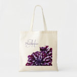Elegant Purple Dahlia Flowers Monogram Custom Name Tote Bag at Zazzle