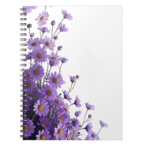 Elegant Purple Daisy Cascades on Dreamy Lavender Notebook