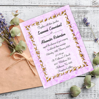 Elegant Purple Damask and Gold Wedding
