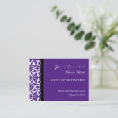 Elegant Purple Damask Business Cards (Standing Front)
