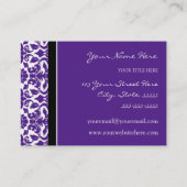 Elegant Purple Damask Business Cards (Back)
